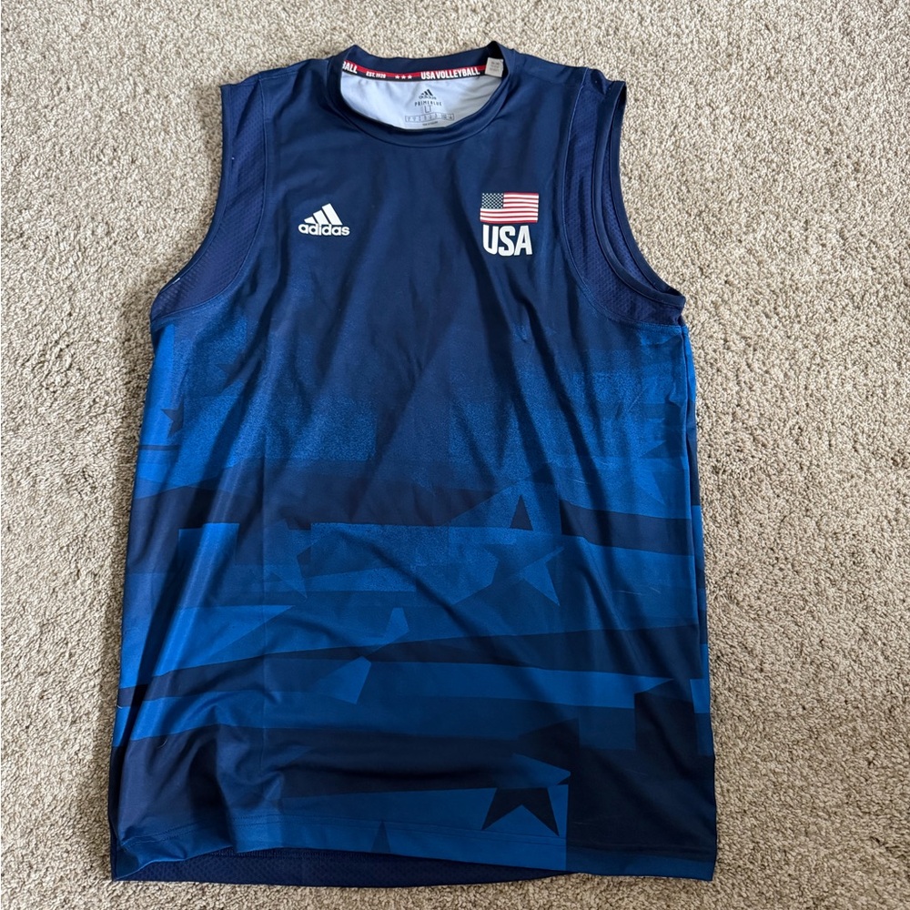 adidas Navy Blue USA Volleyball Sleeveless Performance Tank